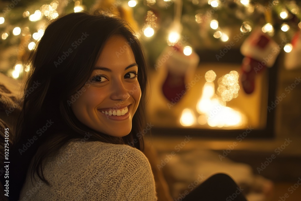 Obraz premium Cozy Evening with Family and Festive Decorations