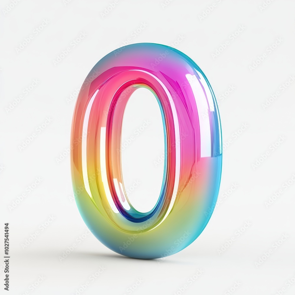 3D number 0 with rainbow gradient realistic modern design, soft lighting, white background 3D number 0 with rainbow gradient realistic modern design, soft lighting, white background