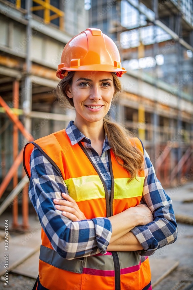 Woman construction worker at a building site Woman construction worker at a building site