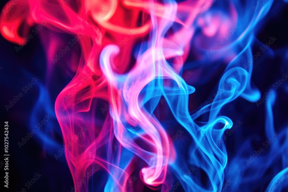 Naklejka premium Mesmerizing Red and Blue Smoke Close-Up