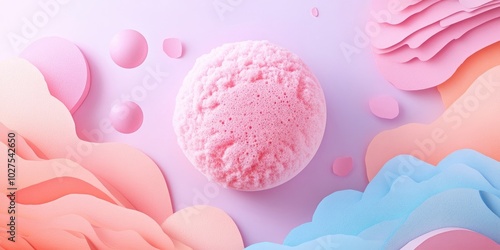 Soft pink powder puff for applying cosmetics, Soft pink cosmetic applicator puff