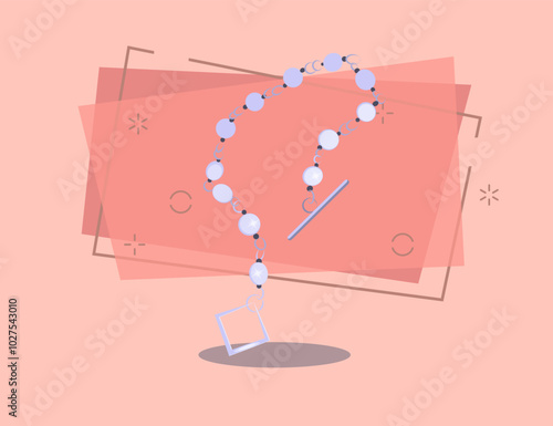 Bead necklace. Precious gem, thread, bracelet, clasp. Jewelry concept. Vector illustration can be used for topics like jewelry shop, expensive gift, bijouterie