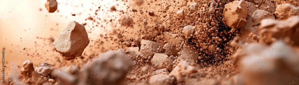 Brown dust and rocks in motion, nature texture, dynamic earthy background Brown dust and rocks in motion, nature texture, dynamic earthy background