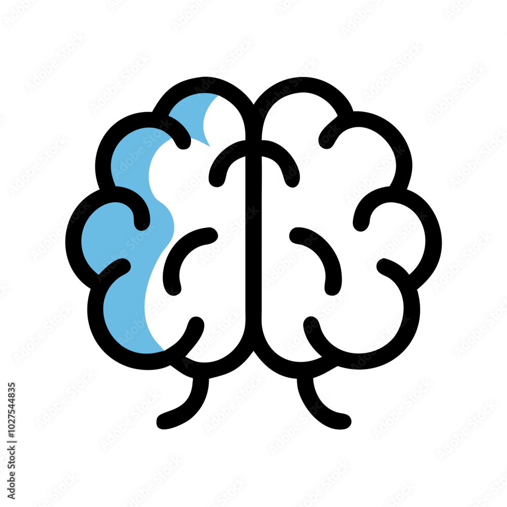 Stylized brain icon in blue and white representing mental health Stylized brain icon in blue and white representing mental health