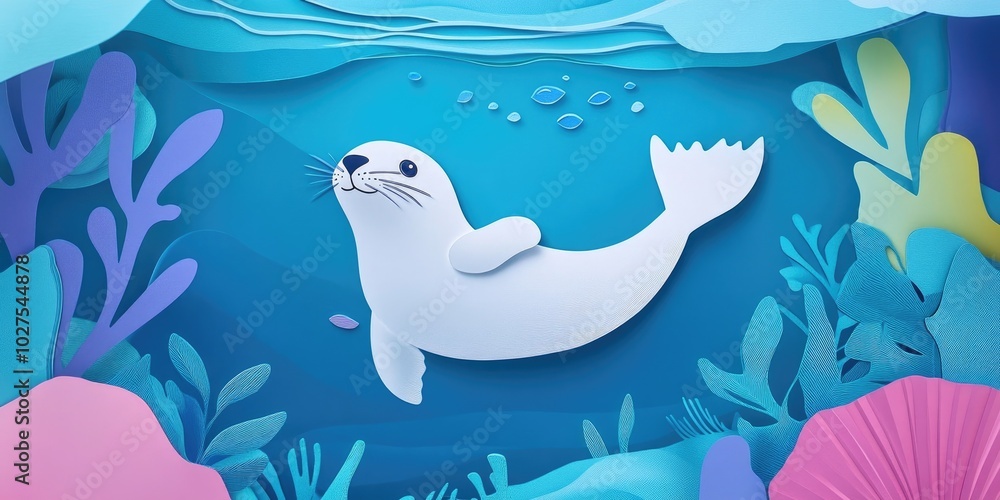 Adorable seal swimming in the water, Cute seal gliding through the water Adorable seal swimming in the water, Cute seal gliding through the water