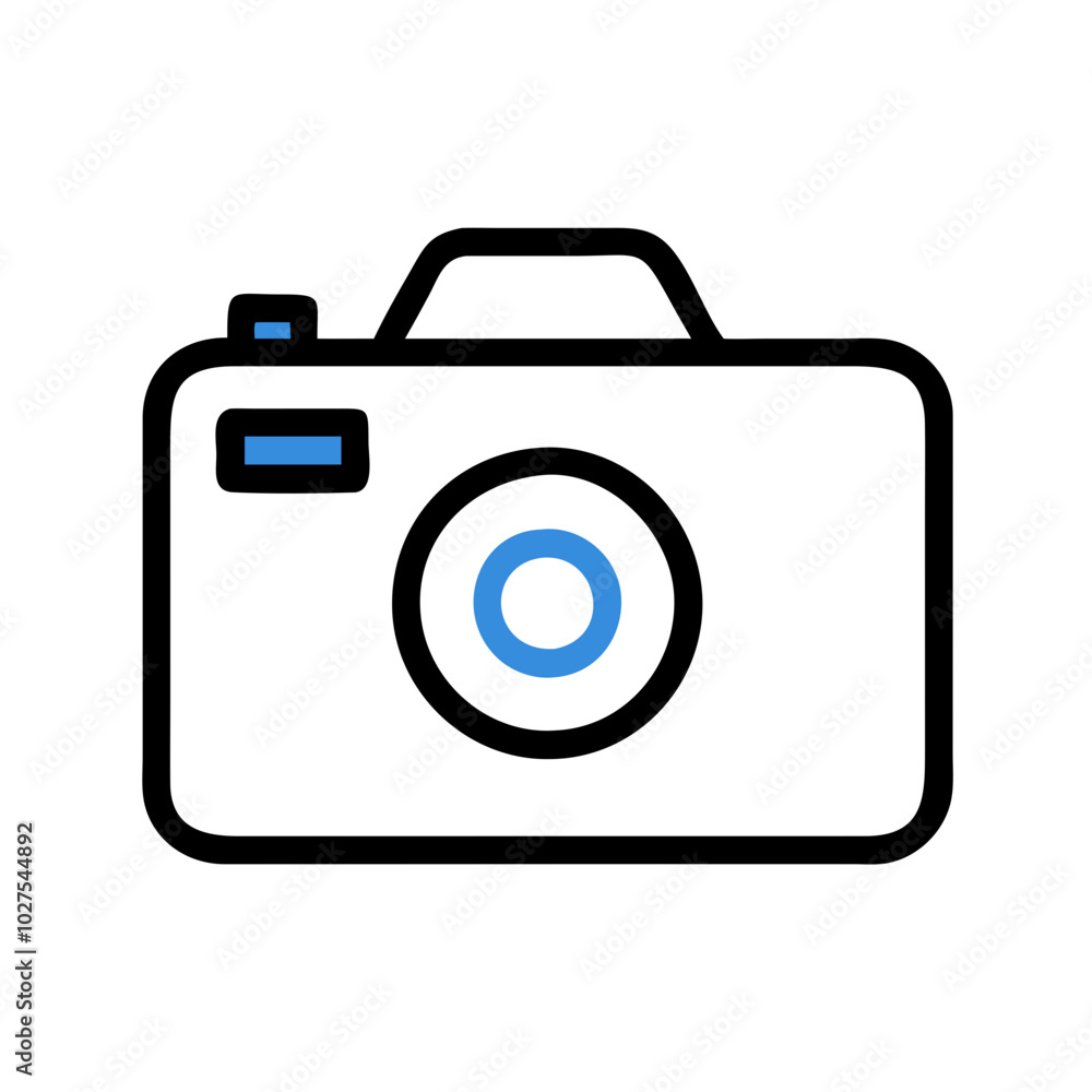 Minimalist camera icon in black and blue for photography Minimalist camera icon in black and blue for photography