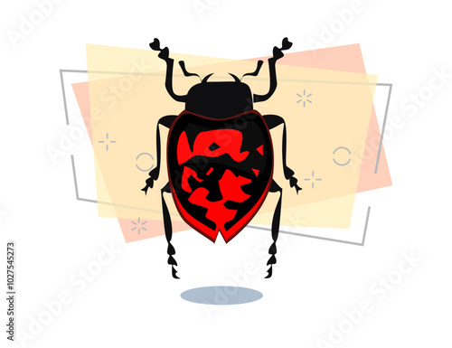 Firebug isolated vector. Entomology, bedbug, beetle. Insects concept. Vector can be used for topics like nature, biology, fauna