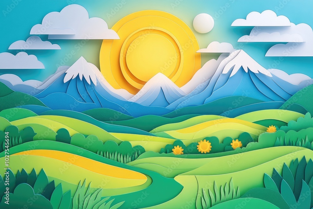 Sunny and pleasant day in the mountainous landscape, Bright and beautiful mountain scenery Sunny and pleasant day in the mountainous landscape, Bright and beautiful mountain scenery