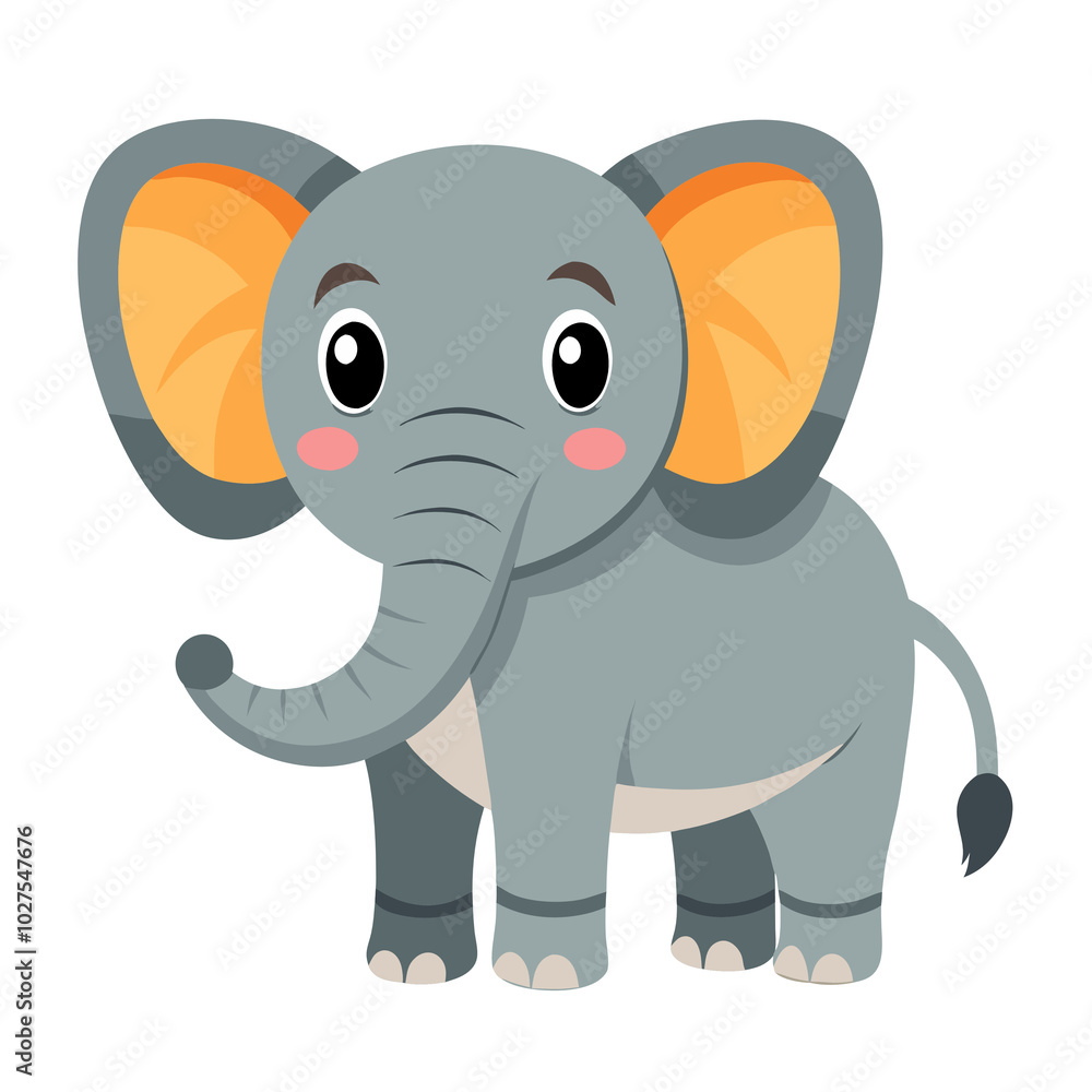 Fototapeta premium Cute Elephant Cartoon Wild Animals Illustration