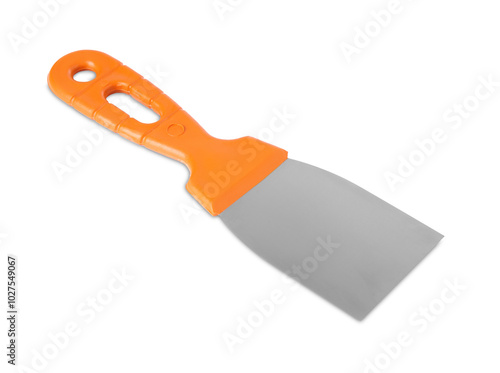 One putty knife isolated on white. Construction tool