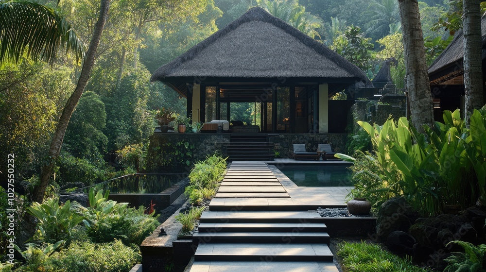Serene Tropical Retreat with Lush Greenery Serene Tropical Retreat with Lush Greenery