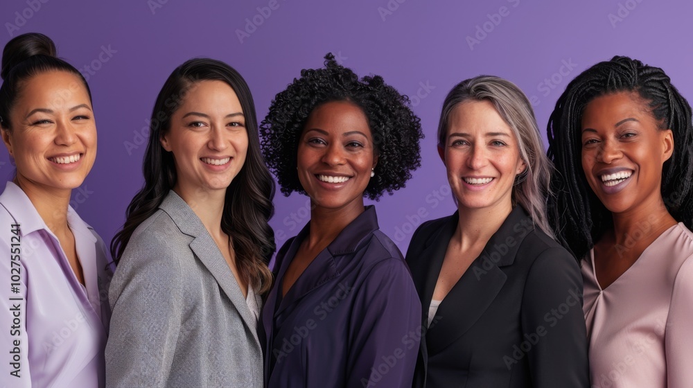 A group of women are smiling for the camera. They are all wearing pink clothing. Scene is happy and friendly A group of women are smiling for the camera. They are all wearing pink clothing. Scene is happy and friendly