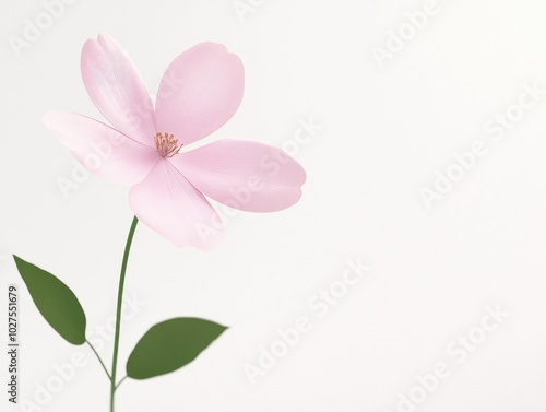 Isolated pink flower on a white background - delicate floral composition, Delicate pink flower isolated on white background