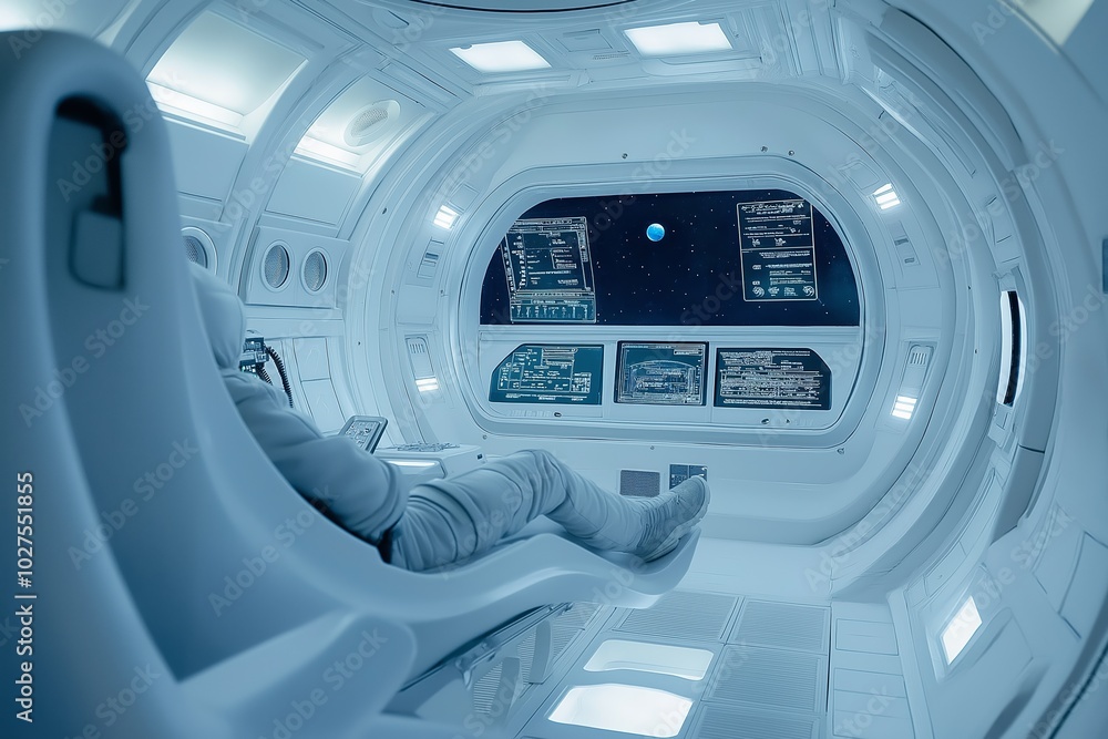 Spaceship control room interior Spaceship control room interior