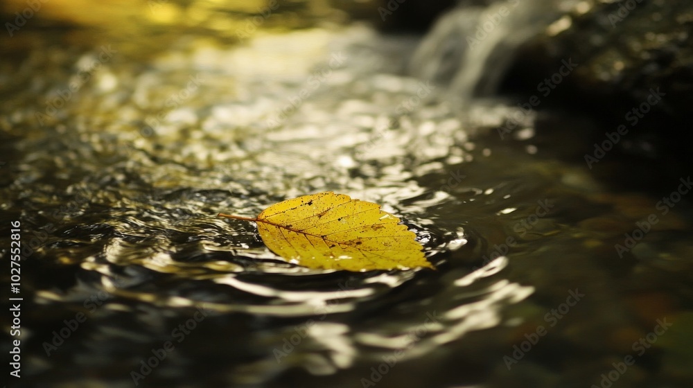 Autumn Leaf in Flowing Water Autumn Leaf in Flowing Water