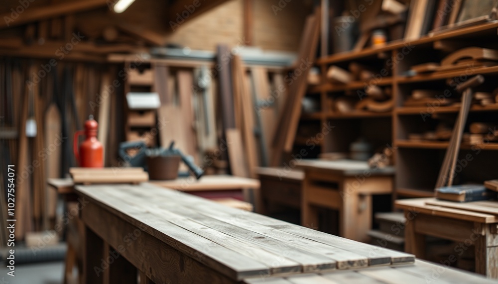 An antique carpentry shop, soft light streaming through the windows. An antique carpentry shop, soft light streaming through the windows.