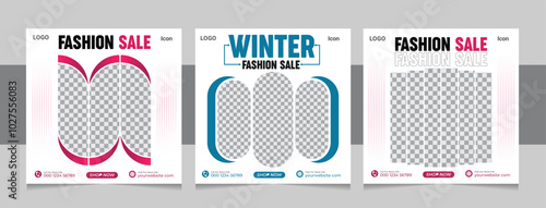Set of fashion sale social media post design template. Business promotion & advertisement post or flyer for web. Marketing & corporate branding poster design with geometric shapes.