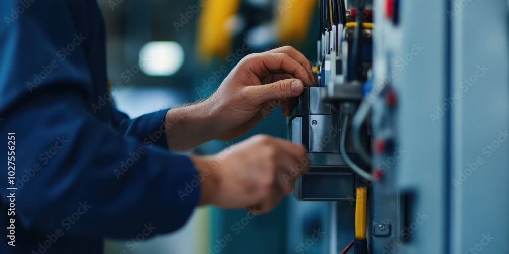 Close-up of hands expertly adjusting a complex circuit board, demonstrating precision and technical expertise in electronics with focus on intricate components. Close-up of hands expertly adjusting a complex circuit board, demonstrating precision and technical expertise in electronics with focus on intricate components.