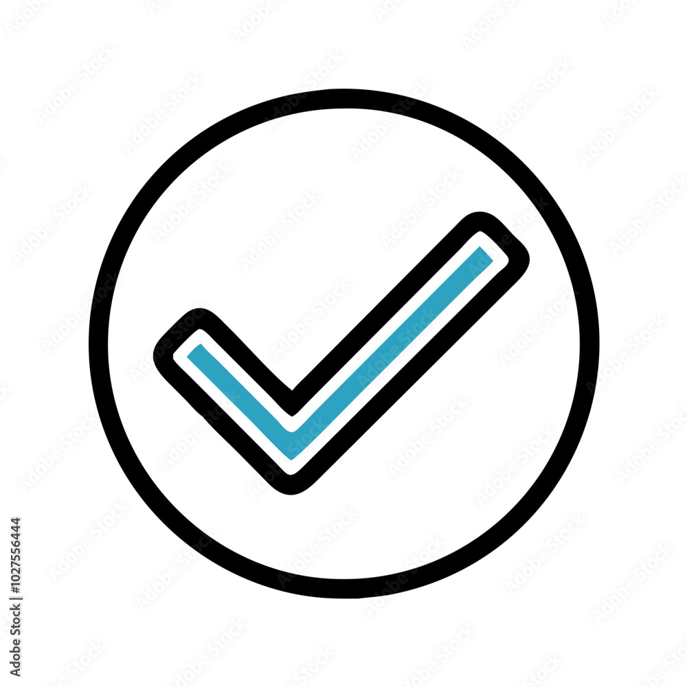 Check Mark Icon in Blue Circle for Approval and Confirmation Check Mark Icon in Blue Circle for Approval and Confirmation