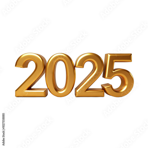 Golden 3D New Year Celebration with Metallic Text to reflect the essence of the 3D design featuring the years 2025 in gold