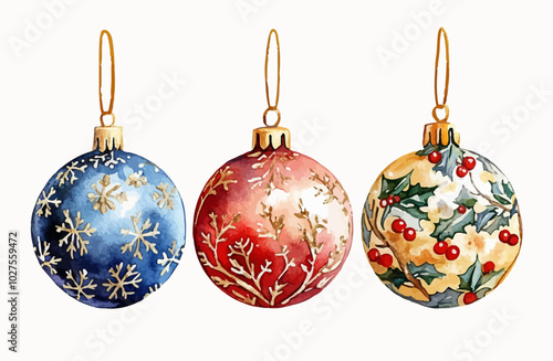 Watercolor Exquisite Christmas decoration ball vector illustration, watercolor vector illustration