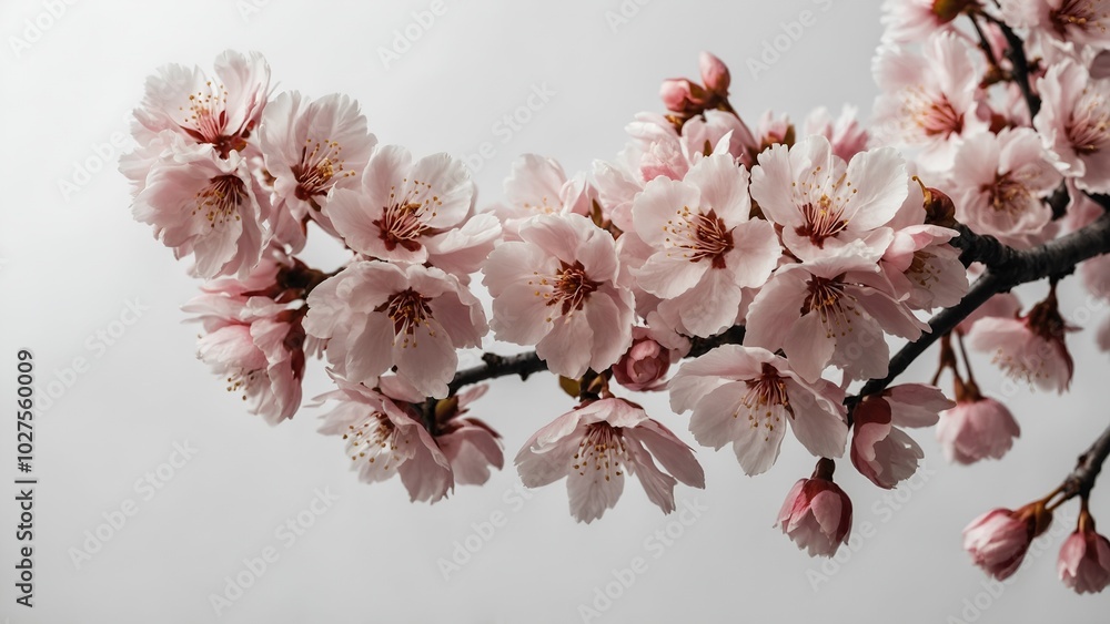 Fototapeta premium Beautiful sakura flowers isolated on white background, png transparent 
