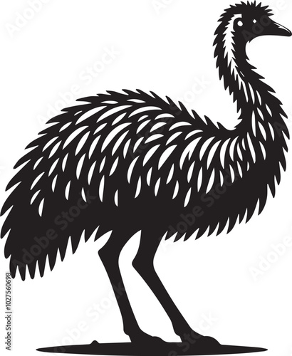 Emu silhouette vector photo