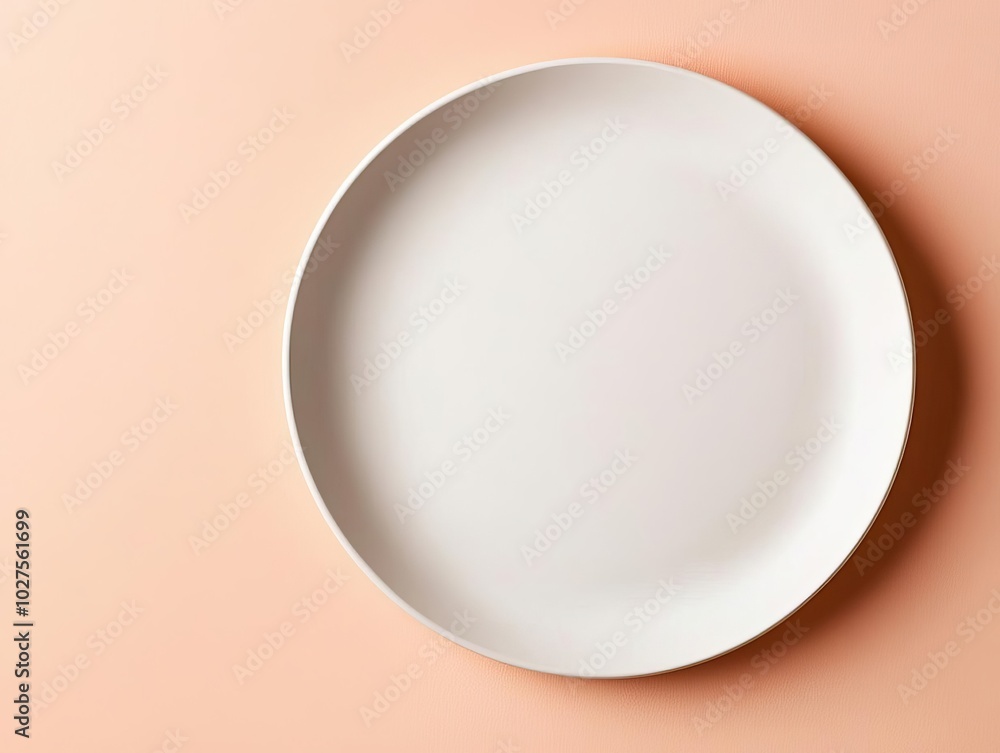 Aerial shot of a matte ceramic plate on a neutral-colored background, ideal for modern, minimalist design mockups Aerial shot of a matte ceramic plate on a neutral-colored background, ideal for modern, minimalist design mockups