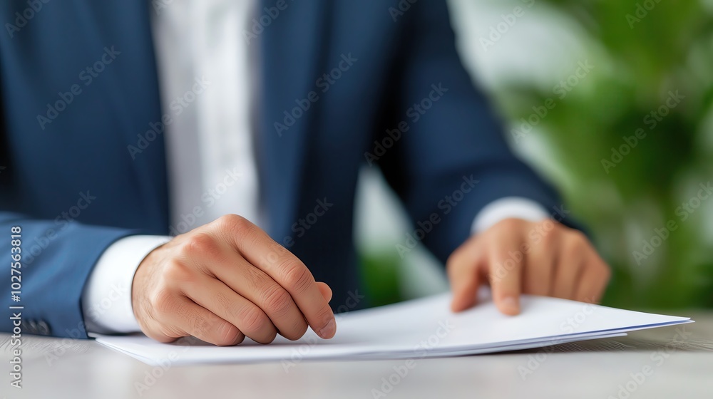 A hand flipping through a portfolio during a client consultation, portfolio review, client strategy session