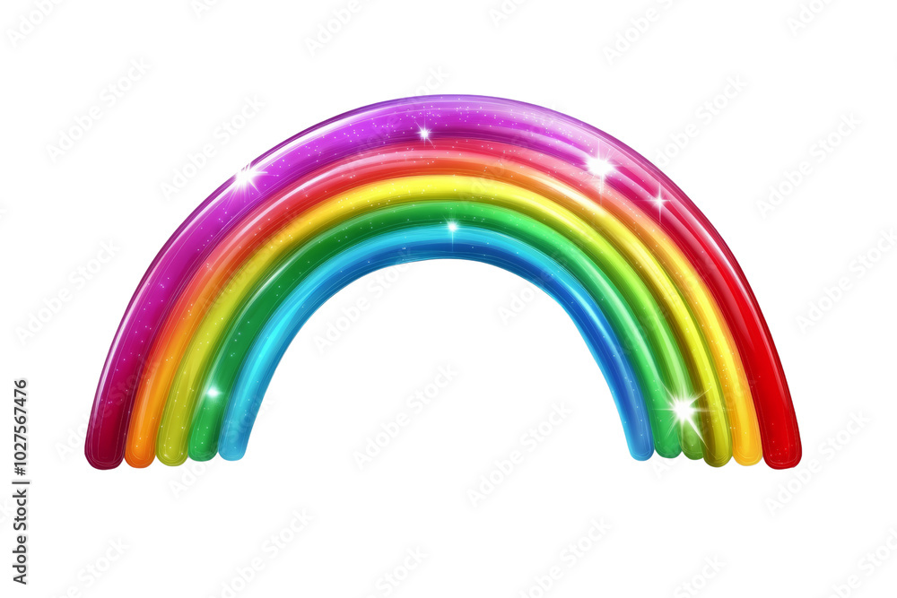 Colorful rainbow arc with vibrant hues against a white background. Colorful rainbow arc with vibrant hues against a white background.