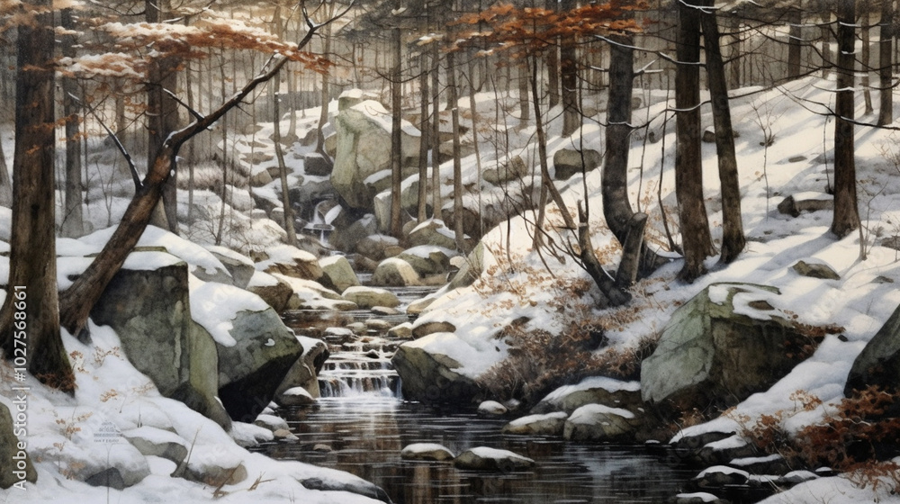 Obraz premium the esteem of the snow-covered forests and valleys