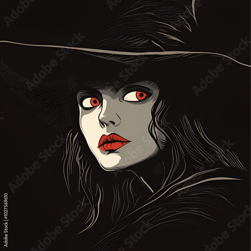 disegno semplice di strega, vector, disegno simpatico di Halloween photo