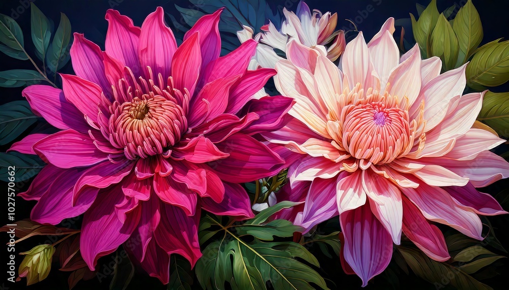 Flower concept with beautiful purple and pink colors