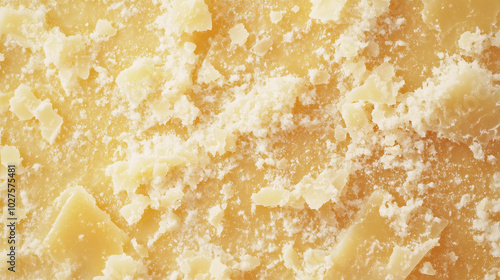 Crumbly Yellow Cheese Closeup with Flaky Texture, Natural Food Background