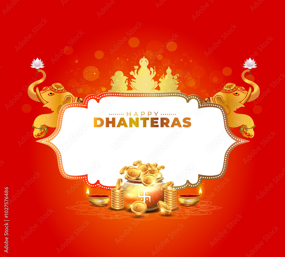 Naklejka premium Happy Dhanteras. Festival of india celebration background.