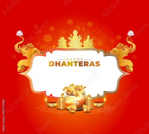 Happy Dhanteras. Festival of india celebration background. photo