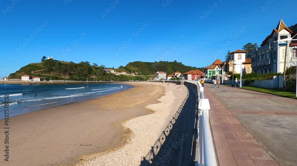The beautiful seaside village in northern Spain in Ribadesella, Spain The beautiful seaside village in northern Spain in Ribadesella, Spain
