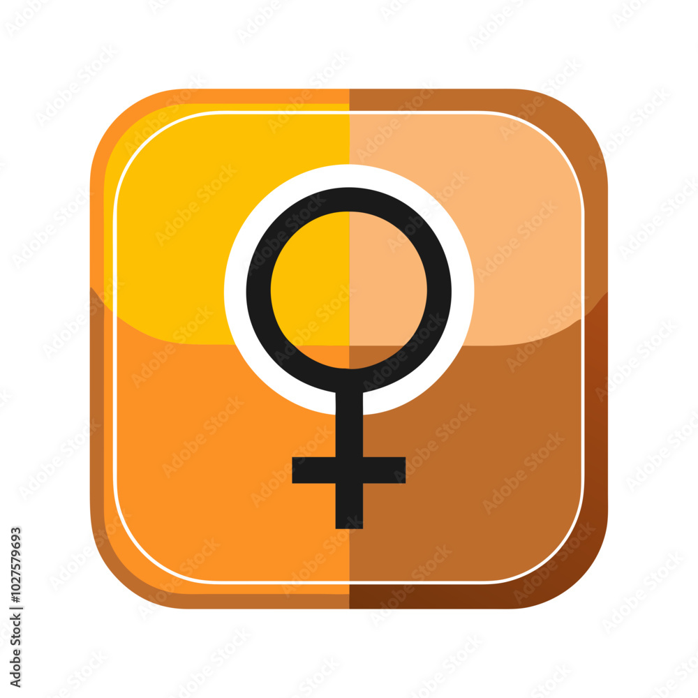 Female Gender Symbol in Orange Square Icon Female Gender Symbol in Orange Square Icon