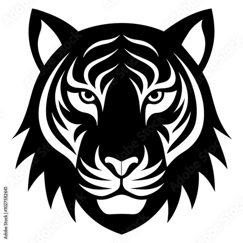 minimalistic tiger head silhouette vector on white background