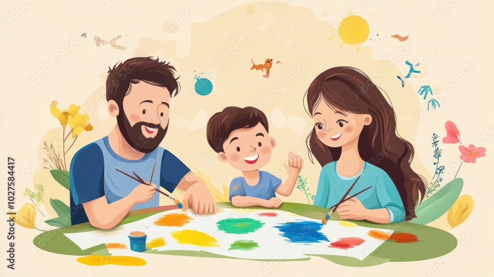 Making art together vector, showing parents and kids painting and drawing, vibrant and creative atmosphere Making art together vector, showing parents and kids painting and drawing, vibrant and creative atmosphere