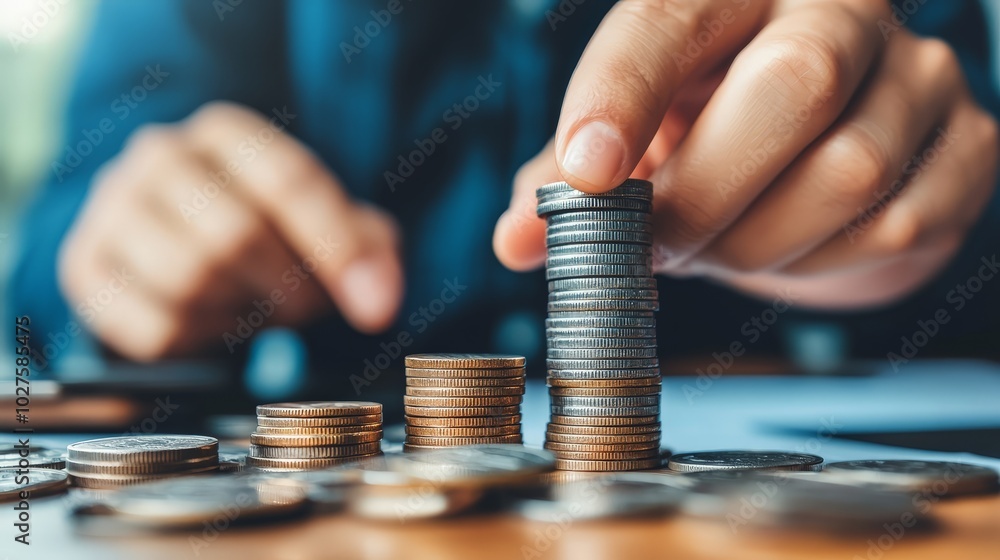 A close-up of hands stacking coins, symbolizing financial growth and business expansion A close-up of hands stacking coins, symbolizing financial growth and business expansion