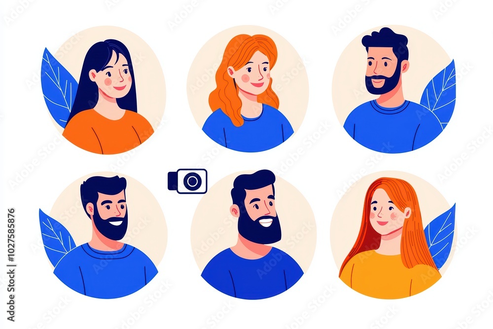 Diverse group of animated characters showcasing various hairstyles and expressions against a light background. Diverse group of animated characters showcasing various hairstyles and expressions against a light background.