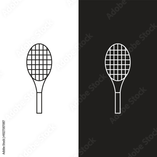 Tennis racket ball icon vector simple pictogram clipart image set, flat sport racquet game black white flat green blue illustration graphic silhouette sign