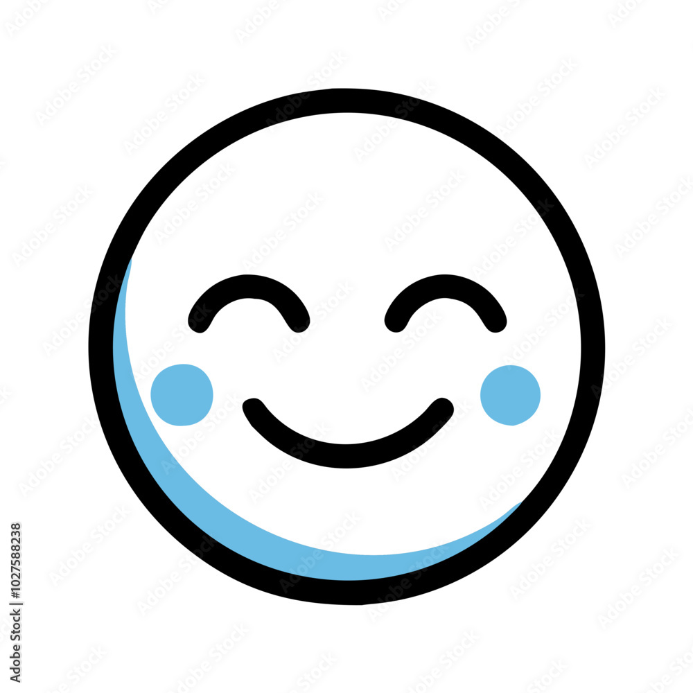 Cute Smiley Face Icon in Black and Blue for Positive Emotions Cute Smiley Face Icon in Black and Blue for Positive Emotions