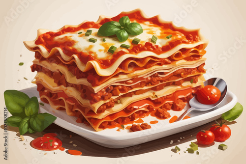 bolognese lasagna illustration