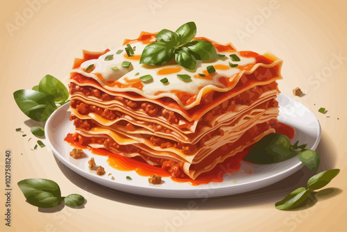 bolognese lasagna illustration