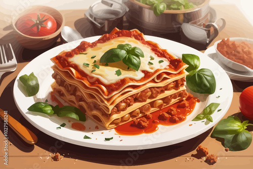 bolognese lasagna illustration