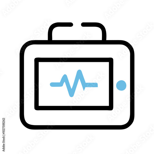 Simplified Defibrillator Icon in Black and Blue for Emergency Medical Equipment