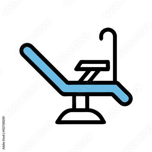 Simplified Dental Chair Icon in Black and Blue for Dental Care
