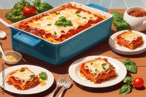 bolognese lasagna illustration